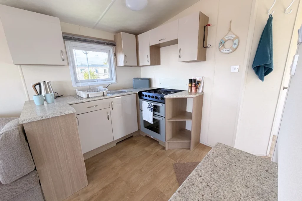 holiday caravan kitchen tamar view